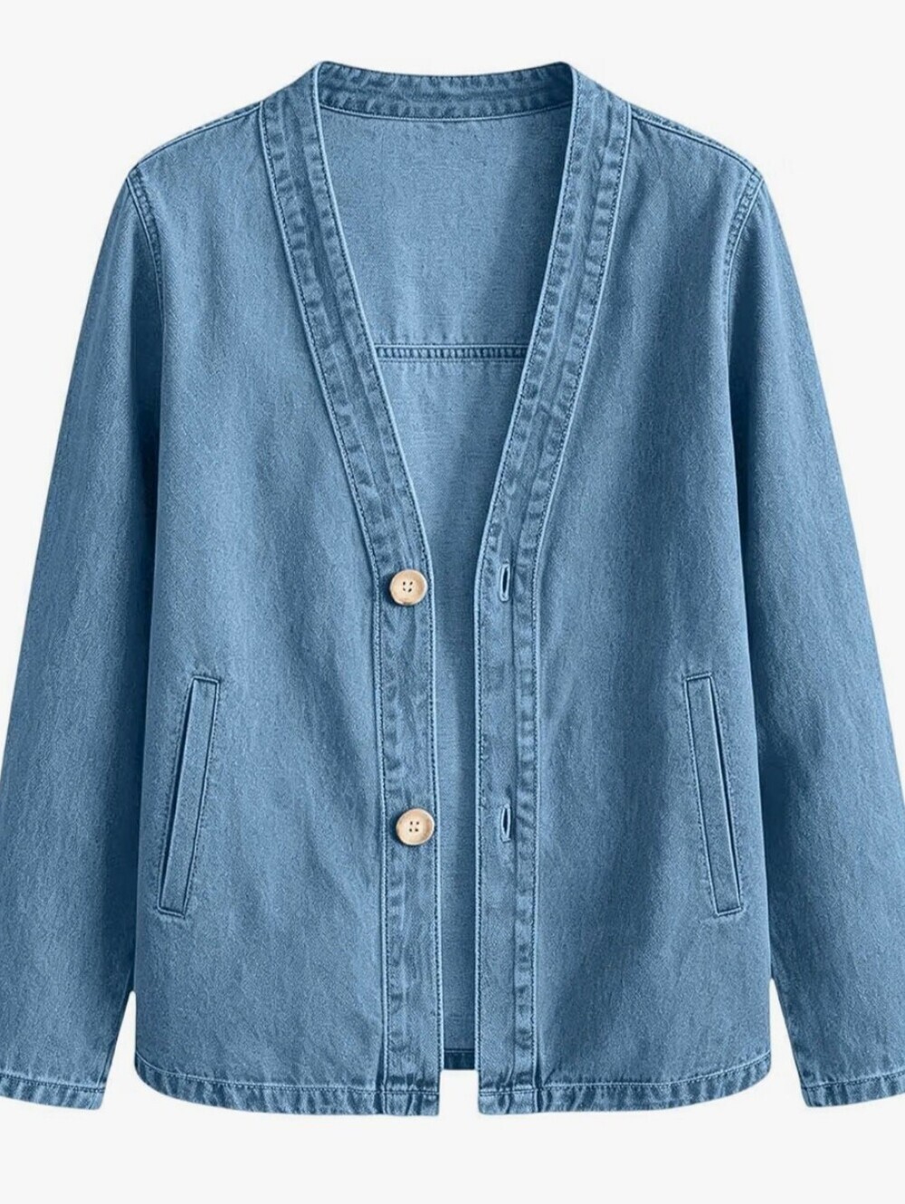 🔵 Women's Denim Jacket – Light Blue | Size 3X (Fits Like a 2X)